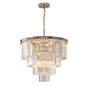 Bethel Chrome Chandelier in Metal & Crystal