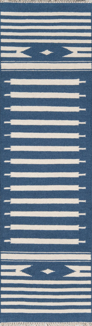 Momeni Erin Gates Thompson THO-1 Hand Woven Contemporary Geometric Indoor Area Rug Denim 9' x 12' THOMPTHO-1DNM90C0