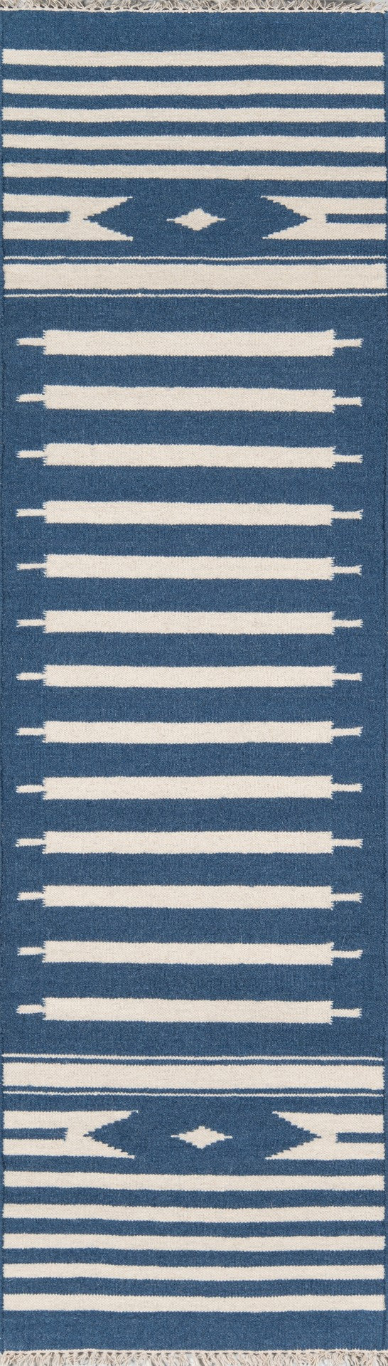 Momeni Erin Gates Thompson THO-1 Hand Woven Contemporary Geometric Indoor Area Rug Denim 9' x 12' THOMPTHO-1DNM90C0