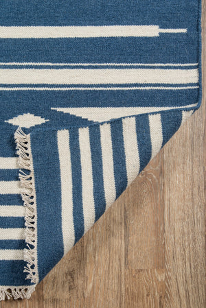 Momeni Erin Gates Thompson THO-1 Hand Woven Contemporary Geometric Indoor Area Rug Denim 9' x 12' THOMPTHO-1DNM90C0