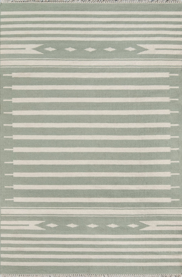 Momeni Erin Gates Thompson THO-1 Hand Woven Contemporary Geometric Indoor Area Rug Light Green 7'6" x 9'6" THOMPTHO-1LGN7696