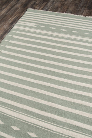 Momeni Erin Gates Thompson THO-1 Hand Woven Contemporary Geometric Indoor Area Rug Light Green 7'6" x 9'6" THOMPTHO-1LGN7696