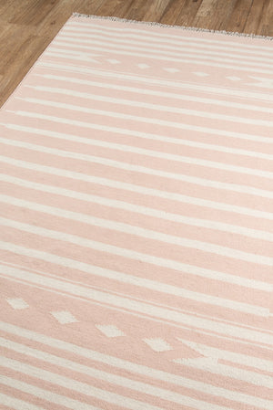 Momeni Erin Gates Thompson THO-1 Hand Woven Contemporary Geometric Indoor Area Rug Pink 7'6" x 9'6" THOMPTHO-1PNK7696