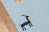 Momeni Erin Gates Thompson THO-2 Hand Woven Contemporary Animal Print Indoor Area Rug Blue 7'6" x 9'6" THOMPTHO-2BLU7696
