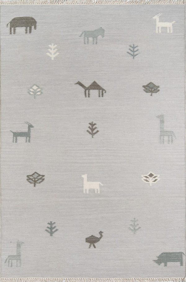 Momeni Erin Gates Thompson THO-2 Hand Woven Contemporary Animal Print Indoor Area Rug Grey 7'6" x 9'6" THOMPTHO-2GRY7696