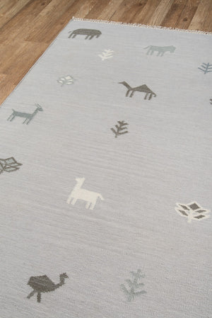 Momeni Erin Gates Thompson THO-2 Hand Woven Contemporary Animal Print Indoor Area Rug Grey 7'6" x 9'6" THOMPTHO-2GRY7696