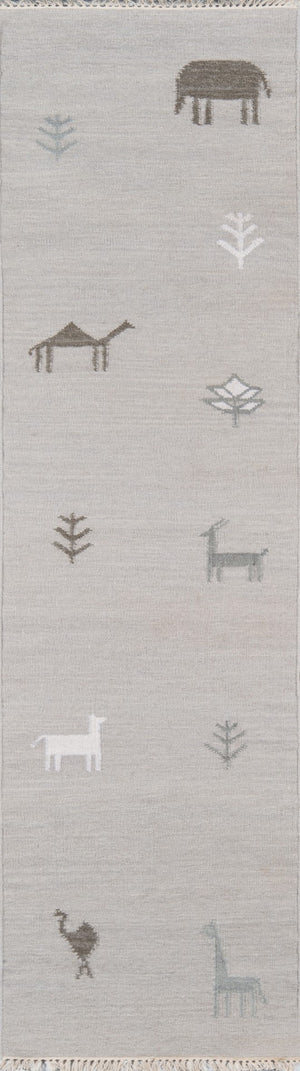 Momeni Erin Gates Thompson THO-2 Hand Woven Contemporary Animal Print Indoor Area Rug Grey 7'6" x 9'6" THOMPTHO-2GRY7696