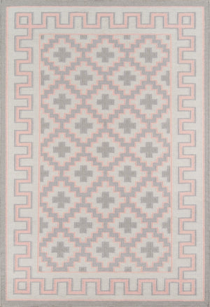 Momeni Erin Gates Thompson THO-4 Hand Woven Contemporary Geometric Indoor Area Rug Pink 7'6" x 9'6" THOMPTHO-4PNK7696