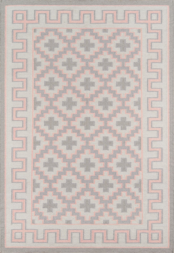 Momeni Erin Gates Thompson THO-4 Hand Woven Contemporary Geometric Indoor Area Rug Pink 7'6" x 9'6" THOMPTHO-4PNK7696