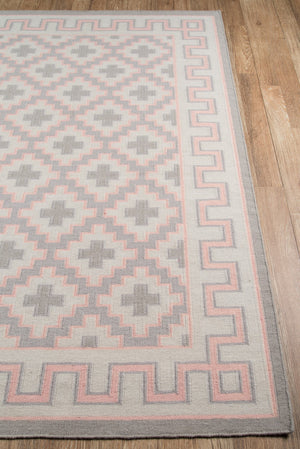 Momeni Erin Gates Thompson THO-4 Hand Woven Contemporary Geometric Indoor Area Rug Pink 7'6" x 9'6" THOMPTHO-4PNK7696