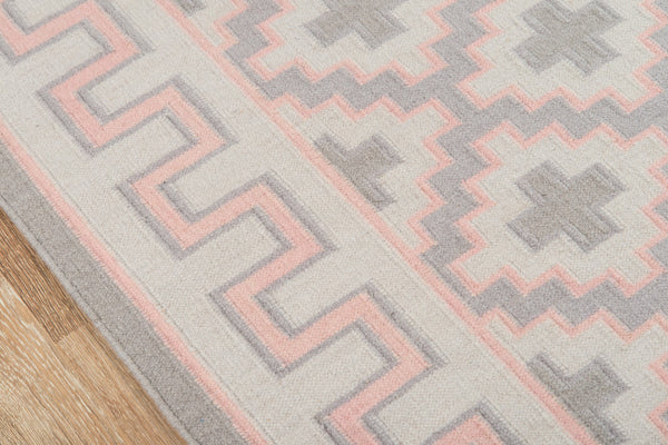 Momeni Erin Gates Thompson THO-4 Hand Woven Contemporary Geometric Indoor Area Rug Pink 7'6" x 9'6" THOMPTHO-4PNK7696