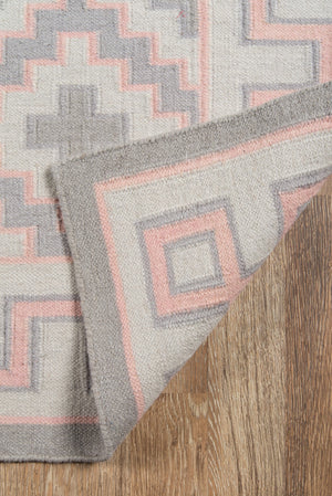 Momeni Erin Gates Thompson THO-4 Hand Woven Contemporary Geometric Indoor Area Rug Pink 7'6" x 9'6" THOMPTHO-4PNK7696