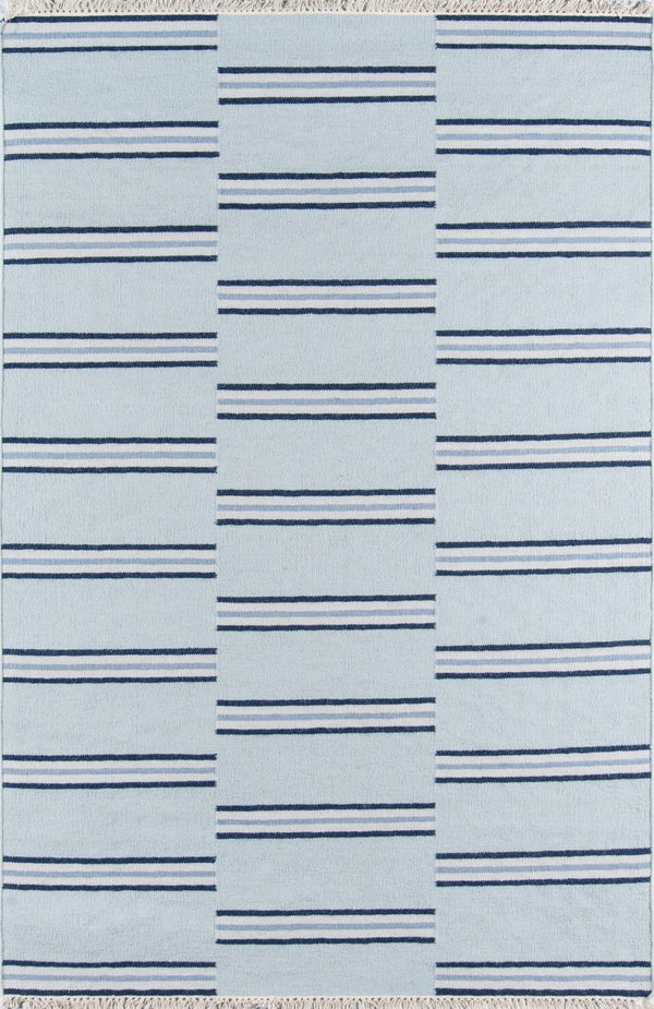 Momeni Erin Gates Thompson THO-5 Hand Woven Contemporary Geometric, Striped Indoor Area Rug Light Blue 9' x 12' THOMPTHO-5LBL90C0