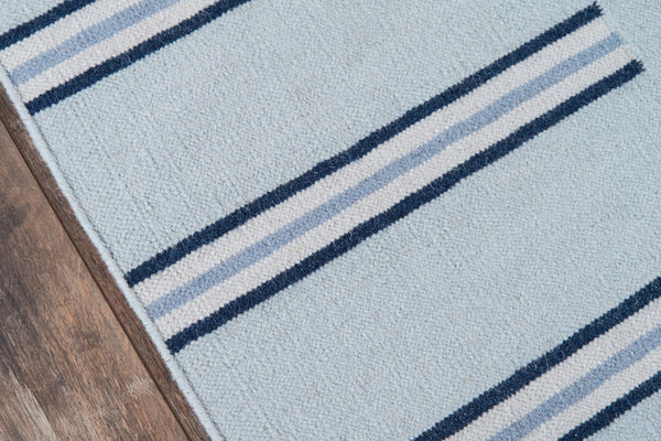 Momeni Erin Gates Thompson THO-5 Hand Woven Contemporary Geometric, Striped Indoor Area Rug Light Blue 9' x 12' THOMPTHO-5LBL90C0