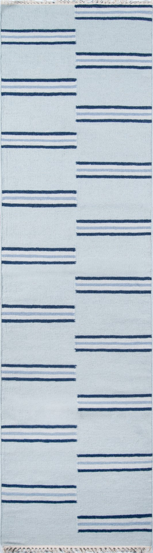 Momeni Erin Gates Thompson THO-5 Hand Woven Contemporary Geometric, Striped Indoor Area Rug Light Blue 9' x 12' THOMPTHO-5LBL90C0