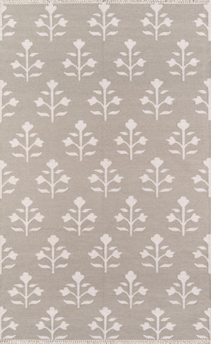Momeni Erin Gates Thompson THO-6 Hand Woven Casual Floral Indoor Area Rug Grey 7'6" x 9'6" THOMPTHO-6GRY7696
