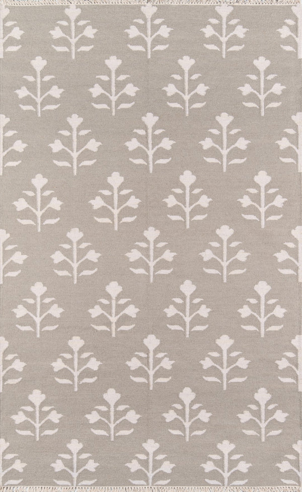 Momeni Erin Gates Thompson THO-6 Hand Woven Casual Floral Indoor Area Rug Grey 7'6" x 9'6" THOMPTHO-6GRY7696