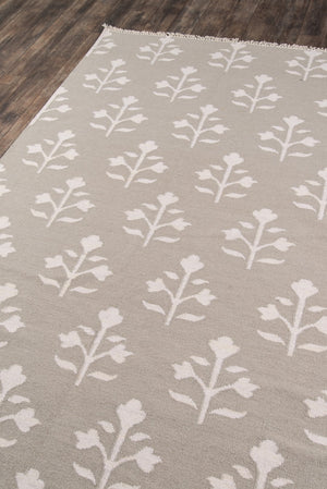 Momeni Erin Gates Thompson THO-6 Hand Woven Casual Floral Indoor Area Rug Grey 7'6" x 9'6" THOMPTHO-6GRY7696