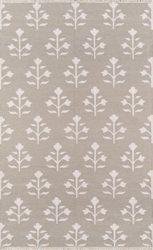 Momeni Erin Gates Thompson THO-6 Hand Woven Casual Floral Indoor Area Rug Grey 7'6" x 9'6" THOMPTHO-6GRY7696