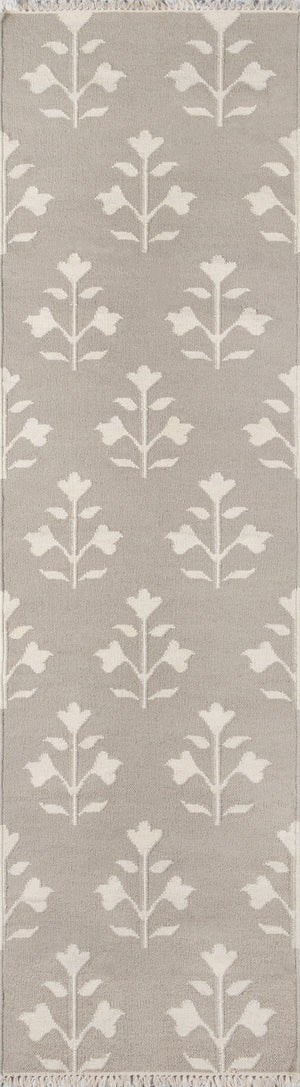 Momeni Erin Gates Thompson THO-6 Hand Woven Casual Floral Indoor Area Rug Grey 7'6" x 9'6" THOMPTHO-6GRY7696