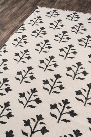 Momeni Erin Gates Thompson THO-6 Hand Woven Casual Floral Indoor Area Rug Ivory 7'6" x 9'6" THOMPTHO-6IVY7696