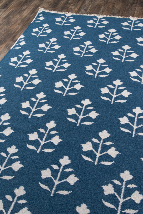 Momeni Erin Gates Thompson THO-6 Hand Woven Casual Floral Indoor Area Rug Navy 7'6" x 9'6" THOMPTHO-6NVY7696