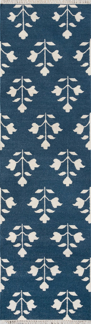 Momeni Erin Gates Thompson THO-6 Hand Woven Casual Floral Indoor Area Rug Navy 7'6" x 9'6" THOMPTHO-6NVY7696