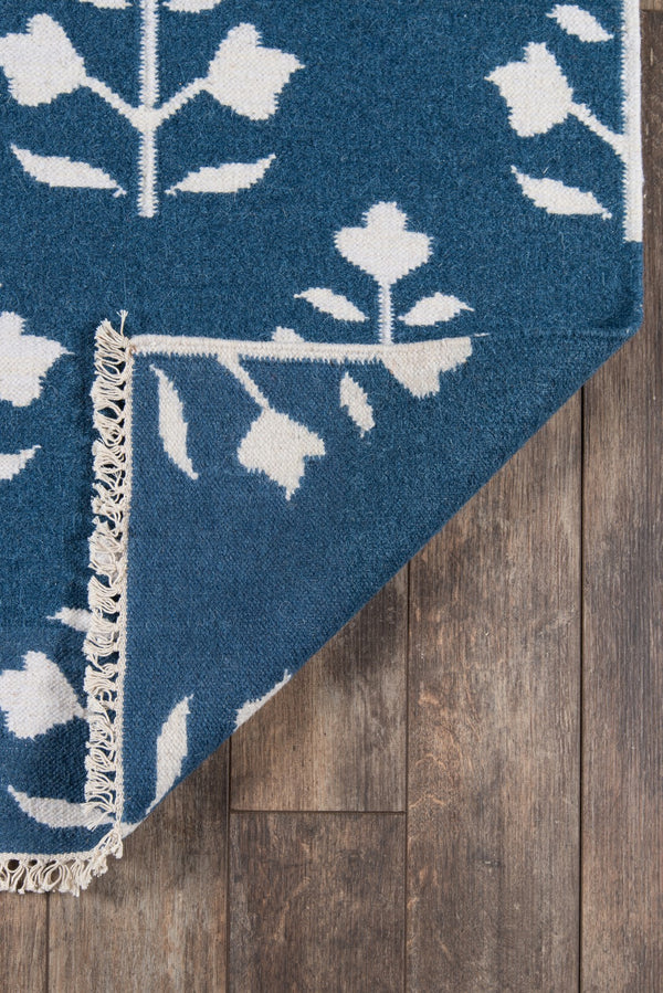 Momeni Erin Gates Thompson THO-6 Hand Woven Casual Floral Indoor Area Rug Navy 7'6" x 9'6" THOMPTHO-6NVY7696