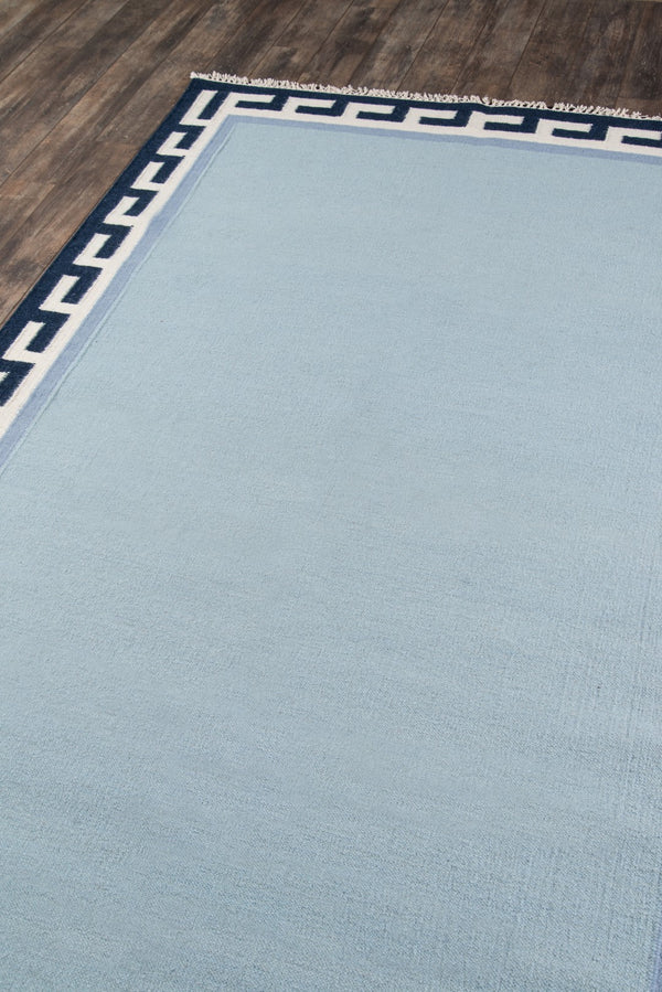 Momeni Erin Gates Thompson THO-8 Hand Woven Contemporary Border, Solid Indoor Area Rug Blue 9' x 12' THOMPTHO-8BLU90C0