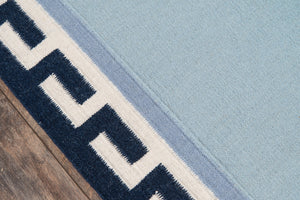 Momeni Erin Gates Thompson THO-8 Hand Woven Contemporary Border, Solid Indoor Area Rug Blue 9' x 12' THOMPTHO-8BLU90C0