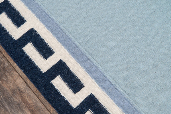 Momeni Erin Gates Thompson THO-8 Hand Woven Contemporary Border, Solid Indoor Area Rug Blue 9' x 12' THOMPTHO-8BLU90C0