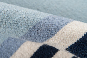 Momeni Erin Gates Thompson THO-8 Hand Woven Contemporary Border, Solid Indoor Area Rug Blue 9' x 12' THOMPTHO-8BLU90C0
