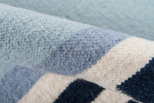 Momeni Erin Gates Thompson THO-8 Hand Woven Contemporary Border, Solid Indoor Area Rug Blue 9' x 12' THOMPTHO-8BLU90C0