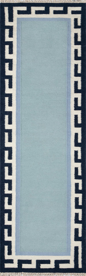 Momeni Erin Gates Thompson THO-8 Hand Woven Contemporary Border, Solid Indoor Area Rug Blue 9' x 12' THOMPTHO-8BLU90C0