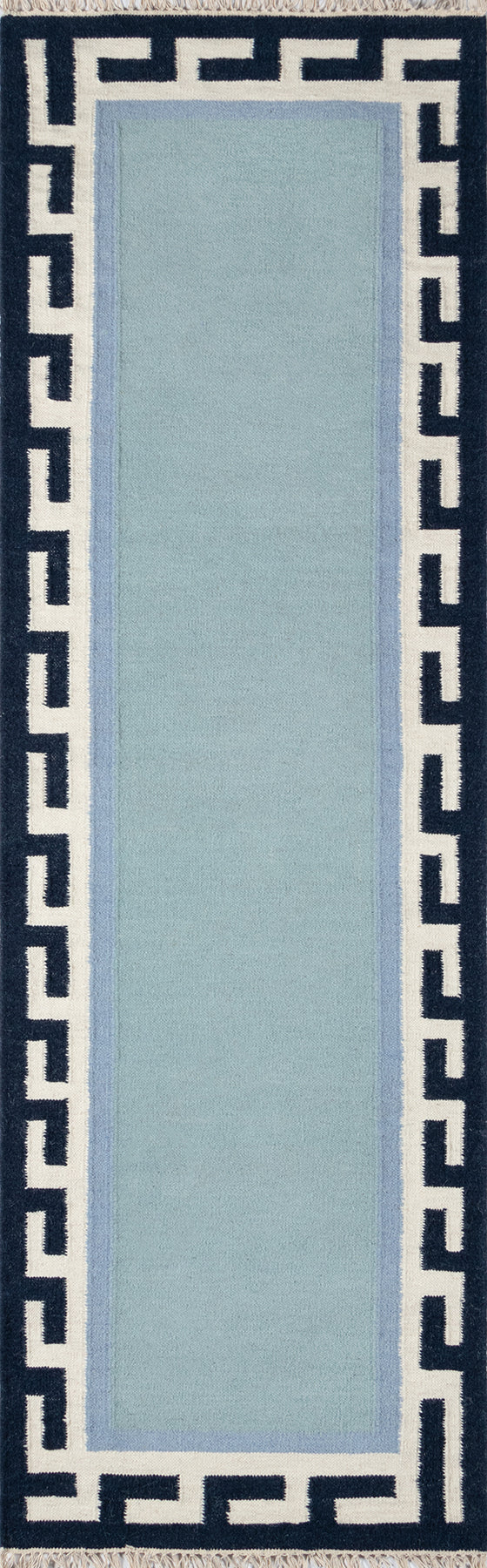 Momeni Erin Gates Thompson THO-8 Hand Woven Contemporary Border, Solid Indoor Area Rug Blue 9' x 12' THOMPTHO-8BLU90C0