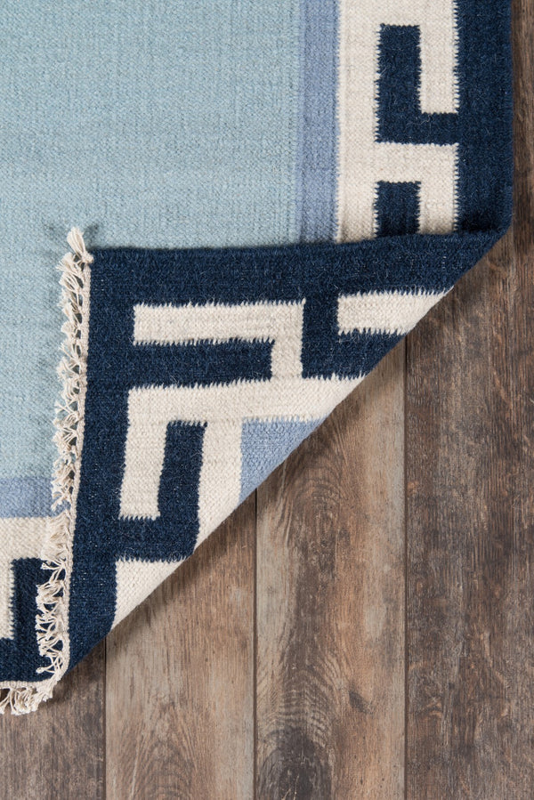 Momeni Erin Gates Thompson THO-8 Hand Woven Contemporary Border, Solid Indoor Area Rug Blue 9' x 12' THOMPTHO-8BLU90C0