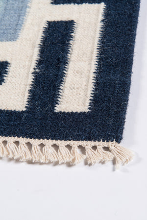 Momeni Erin Gates Thompson THO-8 Hand Woven Contemporary Border, Solid Indoor Area Rug Blue 9' x 12' THOMPTHO-8BLU90C0