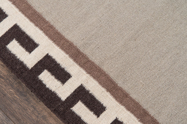Momeni Erin Gates Thompson THO-8 Hand Woven Contemporary Border, Solid Indoor Area Rug Brown 9' x 12' THOMPTHO-8BRN90C0