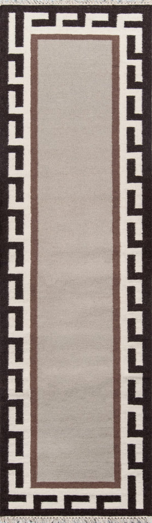 Momeni Erin Gates Thompson THO-8 Hand Woven Contemporary Border, Solid Indoor Area Rug Brown 9' x 12' THOMPTHO-8BRN90C0