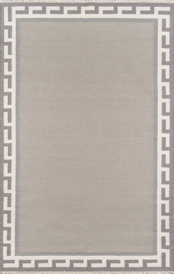 Momeni Erin Gates Thompson THO-8 Hand Woven Contemporary Border, Solid Indoor Area Rug Grey 9' x 12' THOMPTHO-8GRY90C0