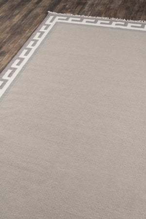 Momeni Erin Gates Thompson THO-8 Hand Woven Contemporary Border, Solid Indoor Area Rug Grey 9' x 12' THOMPTHO-8GRY90C0