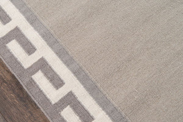 Momeni Erin Gates Thompson THO-8 Hand Woven Contemporary Border, Solid Indoor Area Rug Grey 9' x 12' THOMPTHO-8GRY90C0