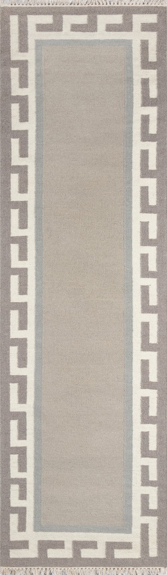 Momeni Erin Gates Thompson THO-8 Hand Woven Contemporary Border, Solid Indoor Area Rug Grey 9' x 12' THOMPTHO-8GRY90C0