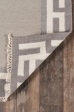 Momeni Erin Gates Thompson THO-8 Hand Woven Contemporary Border, Solid Indoor Area Rug Grey 9' x 12' THOMPTHO-8GRY90C0
