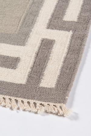 Momeni Erin Gates Thompson THO-8 Hand Woven Contemporary Border, Solid Indoor Area Rug Grey 9' x 12' THOMPTHO-8GRY90C0