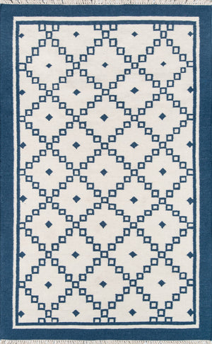 Momeni Erin Gates Thompson THO-9 Hand Woven Contemporary Geometric Indoor Area Rug Navy 9' x 12' THOMPTHO-9NVY90C0