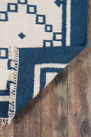 Momeni Erin Gates Thompson THO-9 Hand Woven Contemporary Geometric Indoor Area Rug Navy 9' x 12' THOMPTHO-9NVY90C0