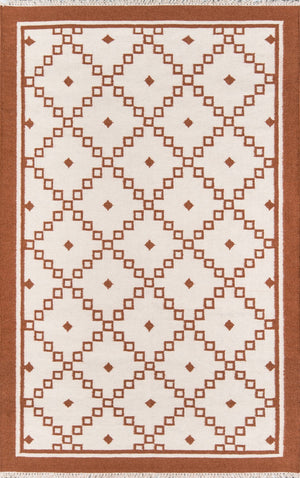 Momeni Erin Gates Thompson THO-9 Hand Woven Contemporary Geometric Indoor Area Rug Rust 7'6" x 9'6" THOMPTHO-9RST7696