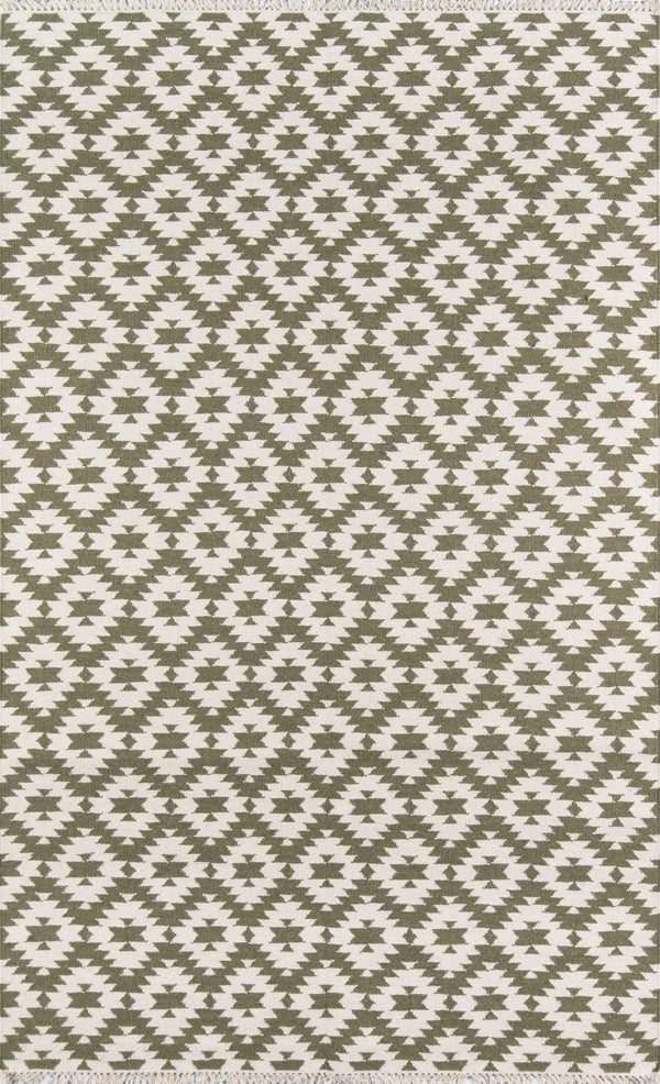 Momeni Erin Gates Thompson THO10 Hand Woven Contemporary Geometric Indoor Area Rug Green 9' x 12' THOMPTHO10GRN90C0