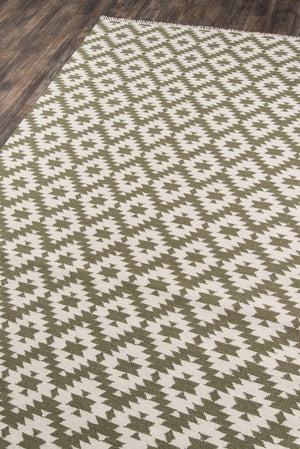 Momeni Erin Gates Thompson THO10 Hand Woven Contemporary Geometric Indoor Area Rug Green 9' x 12' THOMPTHO10GRN90C0